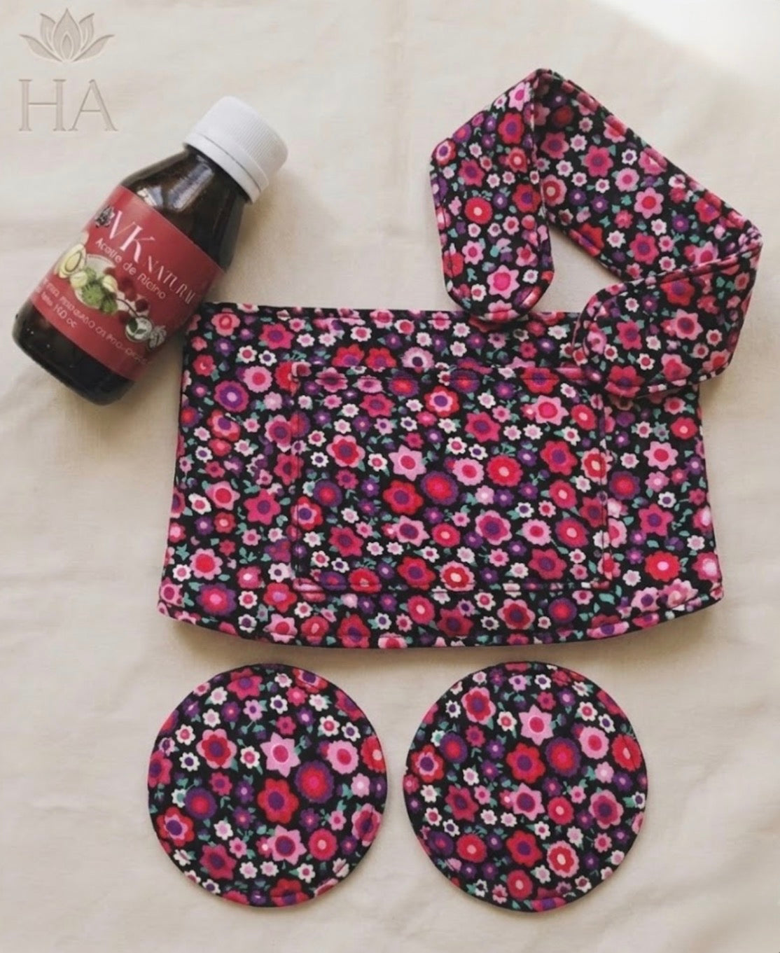 Kit Equilibrio Femenino: Aceite de Ricino x2 100 cc orgánico + Set de Faja, cuellera, protectores busto de Puro Algodón